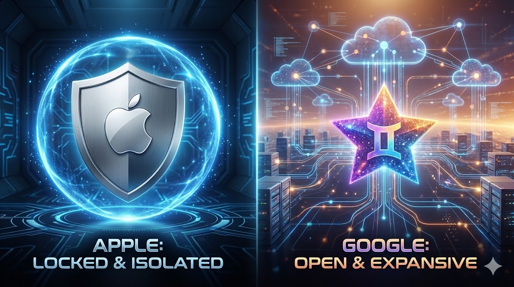 Apple Intelligence privacy shield vs Google Gemini cloud AI