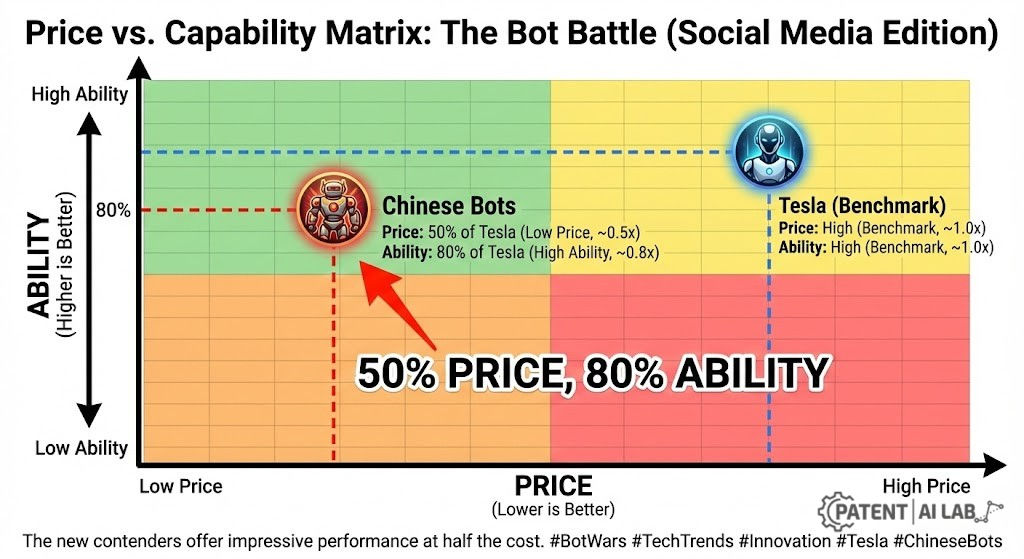 Tesla Optimus vs Chinese Unitree G1 price capability comparison chart 2026 - Efficiency Matrix.