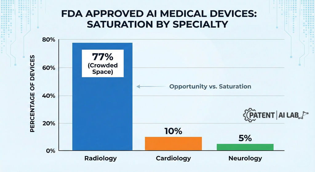 The 510(k) Trap: Why Most MedTech Patent Trends in 2026 Lead to Rejection 3 2026 FDA approved AI medical devices list statistics showing saturation in radiology vs other specialties
