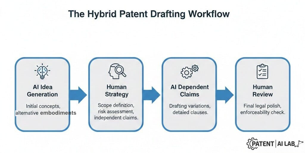 AI for Patent Claim Writing: The Brutal Truth About Automated Drafting 3 https://patentailab.com/wp-content/webpc-passthru.php?src=https://patentailab.com/wp-content/uploads/2025/12/The-Hybrid-Workflow.jpg&nocache=1