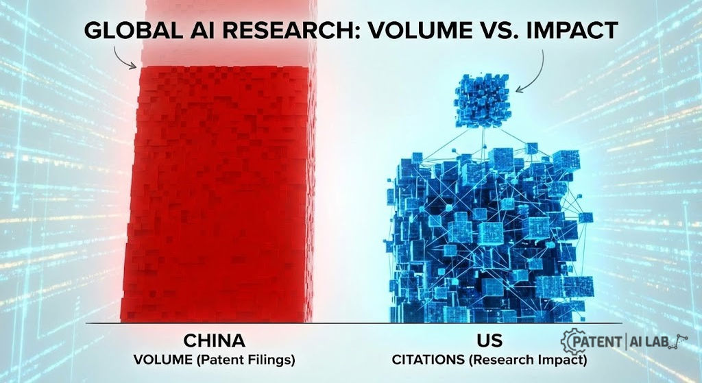 AI Patents by Country (2026): Inside the US vs China 60% Patent Trap 2 Comparative data analysis of ai patents by country tracking the US and China