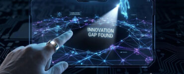 Best Patent Landscape Software for AI-Driven White Space Analysis 27 Advanced AI agent interface highlighting an innovation white space gap on a holographic patent network graph in 2026