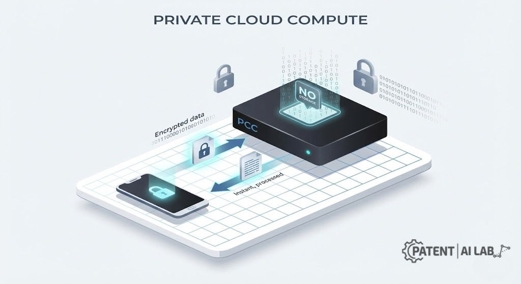 Apple Intelligence vs Google Gemini Privacy Comparison: Who Controls Your Data? 3 Diagram of Apple Private Cloud Compute architecture illustrating encrypted end-to-end AI processing between an iPhone and Apple Silicon servers