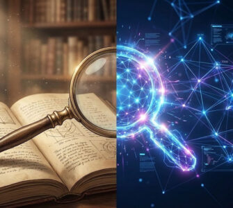 AI Prior Art Search (2026): The 4-Step Vector vs Boolean Hybrid Workflow 21 Concept art illustrating the fusion of traditional Boolean logic and modern vector AI for hybrid patent search in 2026