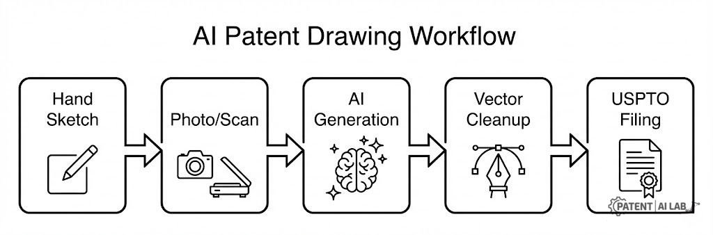 How to Generate USPTO Compliant Patent Drawings with AI (Without Rejections) 3 Step by step workflow for converting hand sketches to USPTO patent drawings using AI