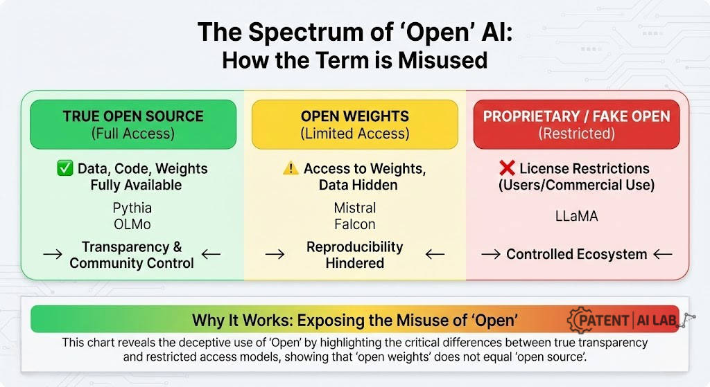 The "Fake Open Source" Trap: How Open Weights Void AI Startup IP Rights 5 The "Fake Open Source" Spectrum: Visualizing Safe vs. Risky AI Models