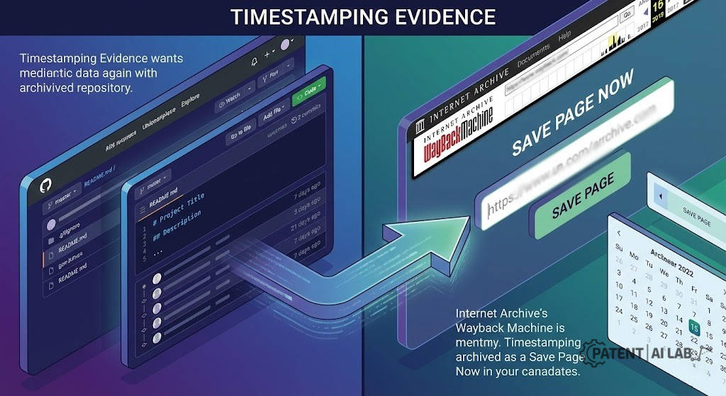 Defensive Publication Strategy: How to Block Patents for $0 in 2026 7 3D isometric illustration showing data transfer from a GitHub repository to the Internet Archive Wayback Machine for legal timestamping.