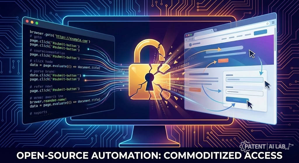 AI Computer Use Agents 2026: The Google Jarvis vs. Anthropic Patent War 9 Illustration of open-source Python frameworks commoditizing AI browser automation and bypassing patents