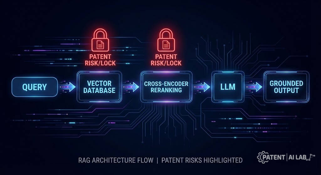 SearchGPT vs Google Market Share 2026: The RAG Patent War & Zero-Click Survival Guide 6 Diagram of Retrieval-Augmented Generation architecture and vector database patent infringement risks.