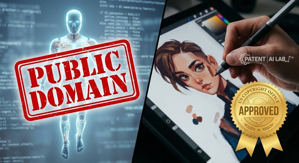 How to Copyright AI Art: The 2026 USCO Step-by-Step Guide 2 A diagram explaining how to copyright AI art through human modification under USCO rules